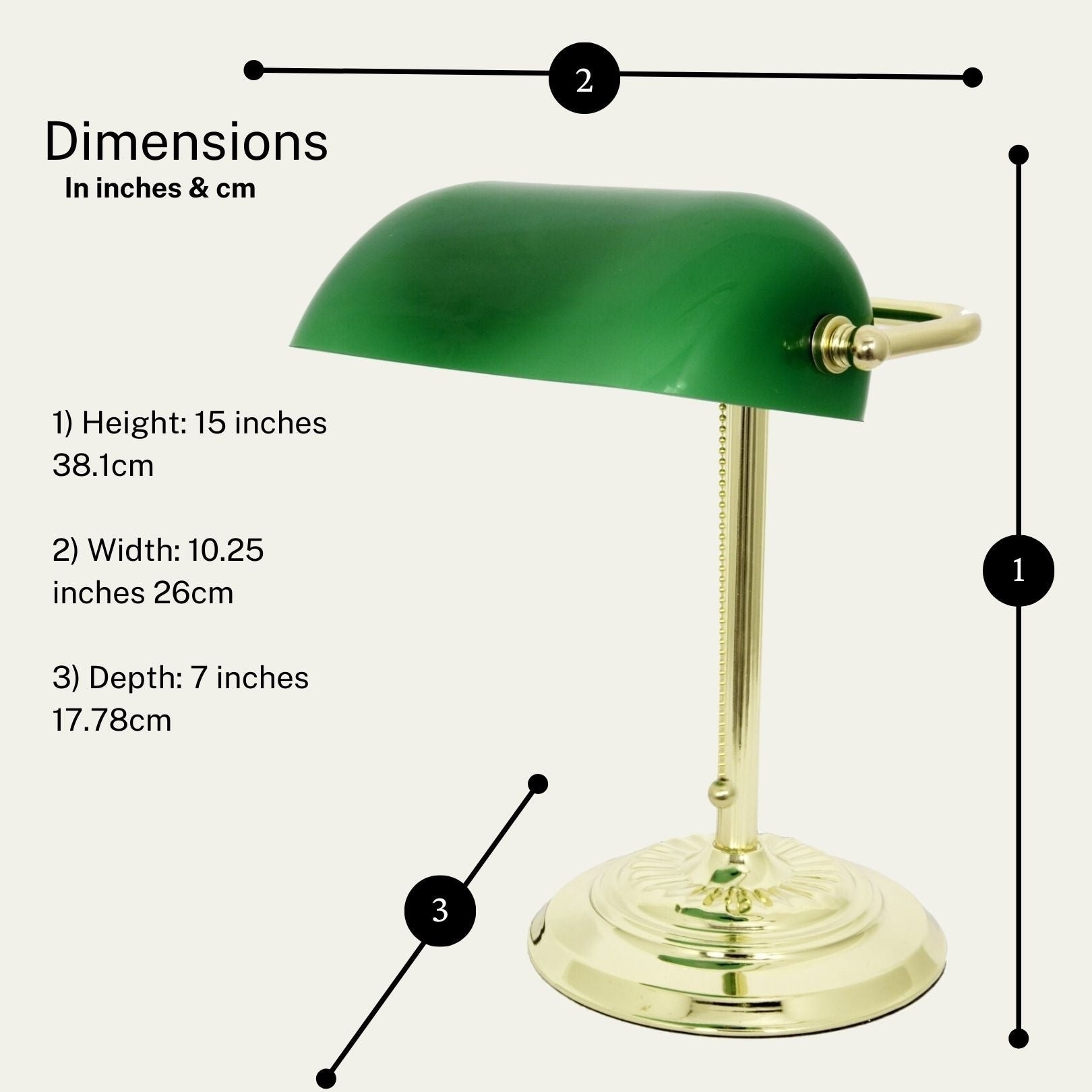 Traditional Bankers Desk Lamp with Green Glass Shade Brass