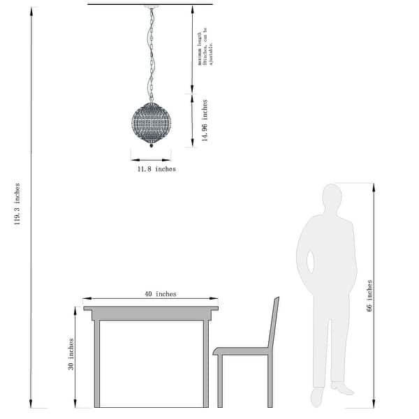dimension image slide 2 of 3, DancyHome 1/3-Light Retro Antique Bronze Crystal Globe Chandelier Small Sphere Pendant Light