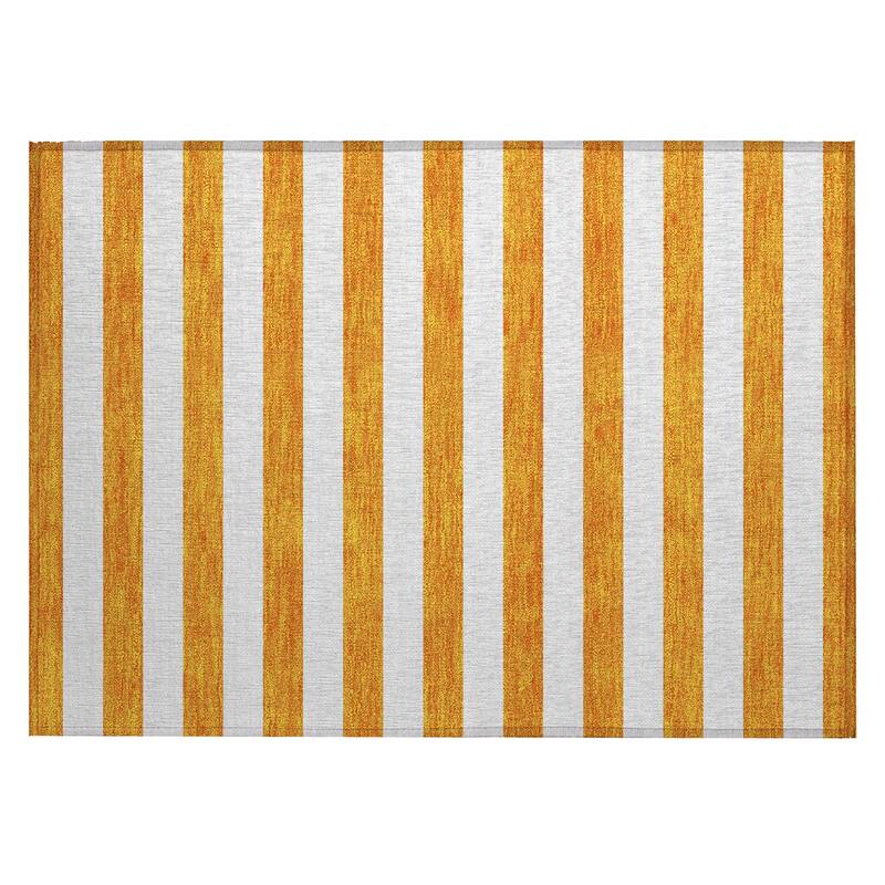 Machine Washable Indoor/ Outdoor Cabana Striped Chantille Rug