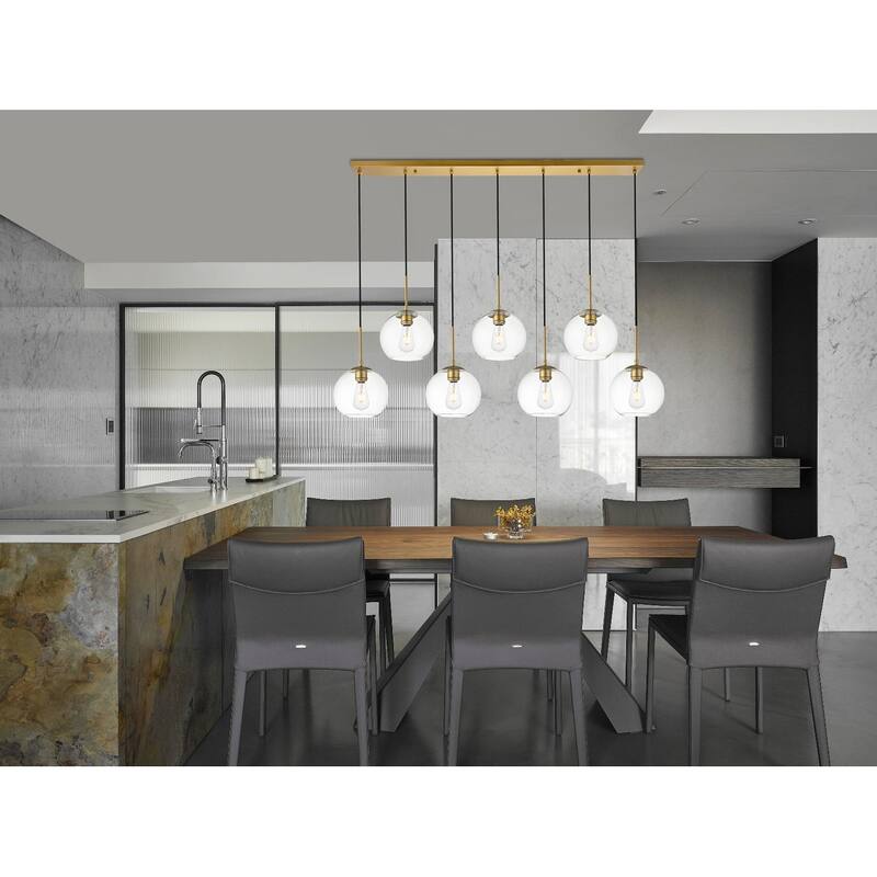Elegant Lighting Baxter 7 Light 54" Linear Pendant with Clear Glass