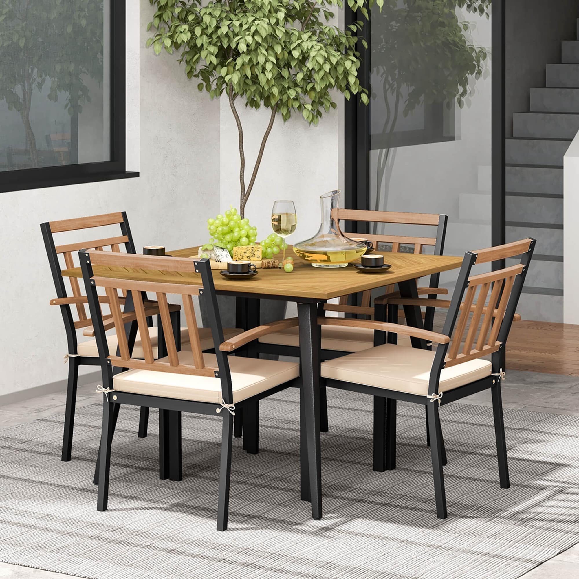 Costway 5 Pieces Patio Dining Set Outdoor Dining Table and Chairs with - See Details