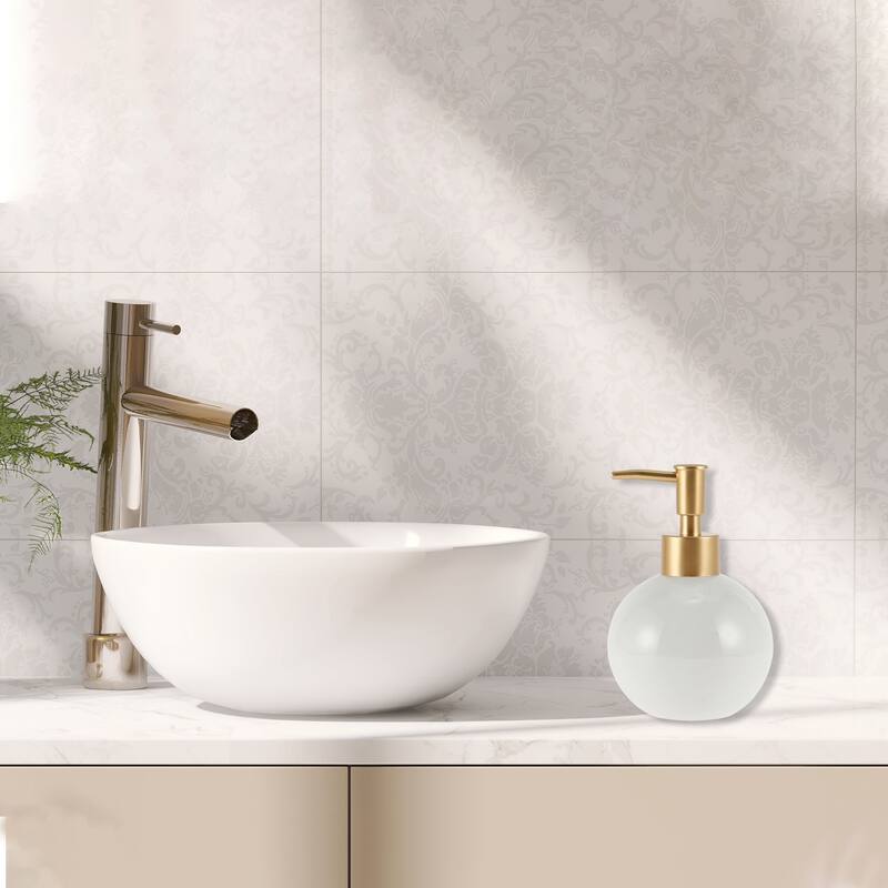 Round Simple Soap Pump Dispenser for Bathroom Hotel 300ml 1 Pcs - White Matte Gold Tone