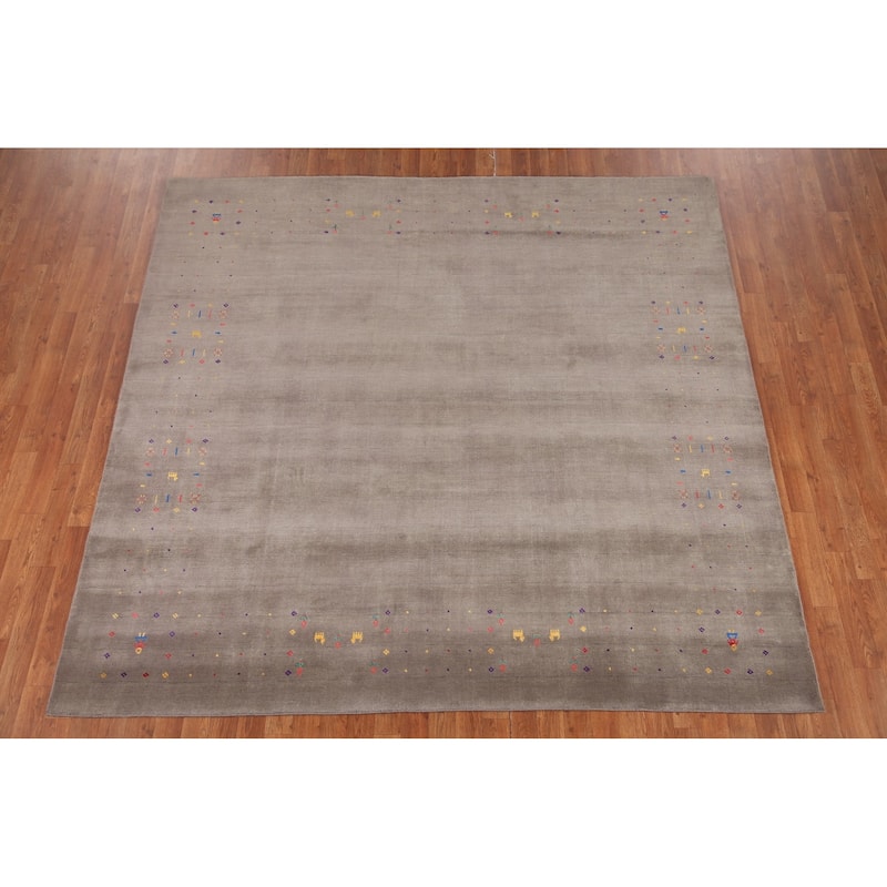 Tribal Gabbeh Oriental Square Area Rug Handmade Wool Carpet - 7'10" x 7'9"