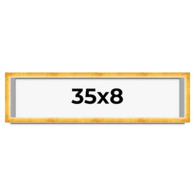 35x8 Shadow Box Frame Gold | 1.625 Inches Deep Real Wood Traditional