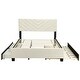 preview thumbnail 10 of 8, Flannel Platform Queen Bed Frame with Twill Headboard Trundle Drawers