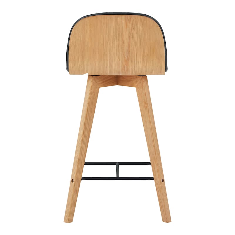 Aurelle Home Natina Modern Wood and Leather Counter Stool