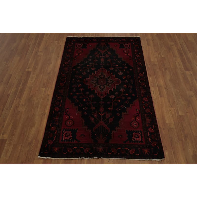 Hand Knotted Oriental 100% Wool Carpet Traditional Floral Navy Blue & Blues Zanjan Area Rug - 6' 6'' X 3' 11''