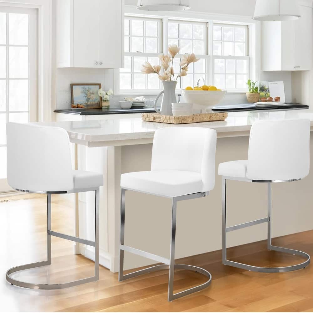 26" Upholstered Bar Stools, Counter Height Stools - 18.11"W x 19.69"D x 37.4"H
