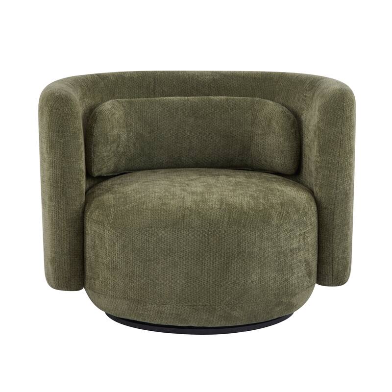 Christopher Knight Home - Swivel Green Fabric Accent Armchair with Lumbar Pillow