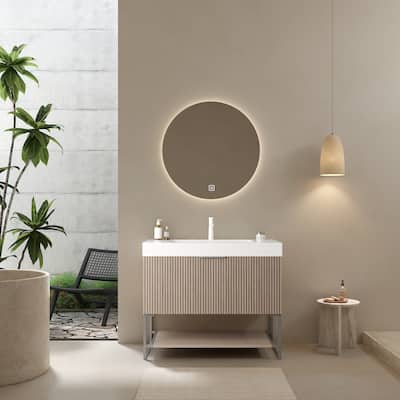 36" Freestanding Bathroom Vanity with Drawers and Open Shelves