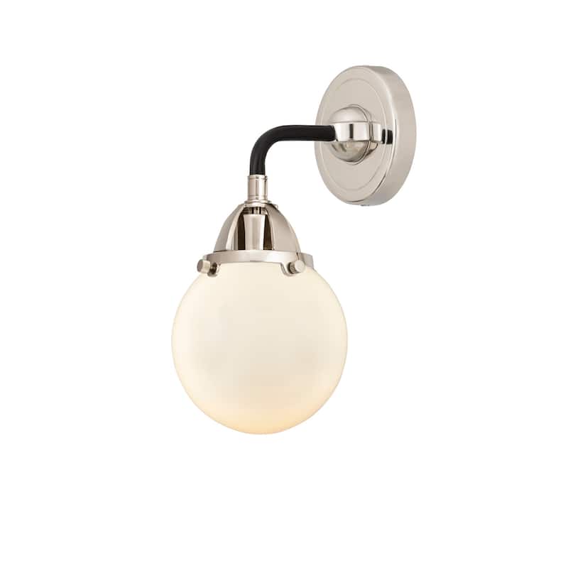 Innovations Lighting 288-1W-11-6 Beacon Sconce Beacon 11" Tall Wall - Black Polished Nickel / Matte White