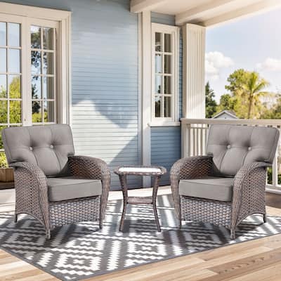 3 Pieces Outdoor Patio Chairs with Side Table All Weather