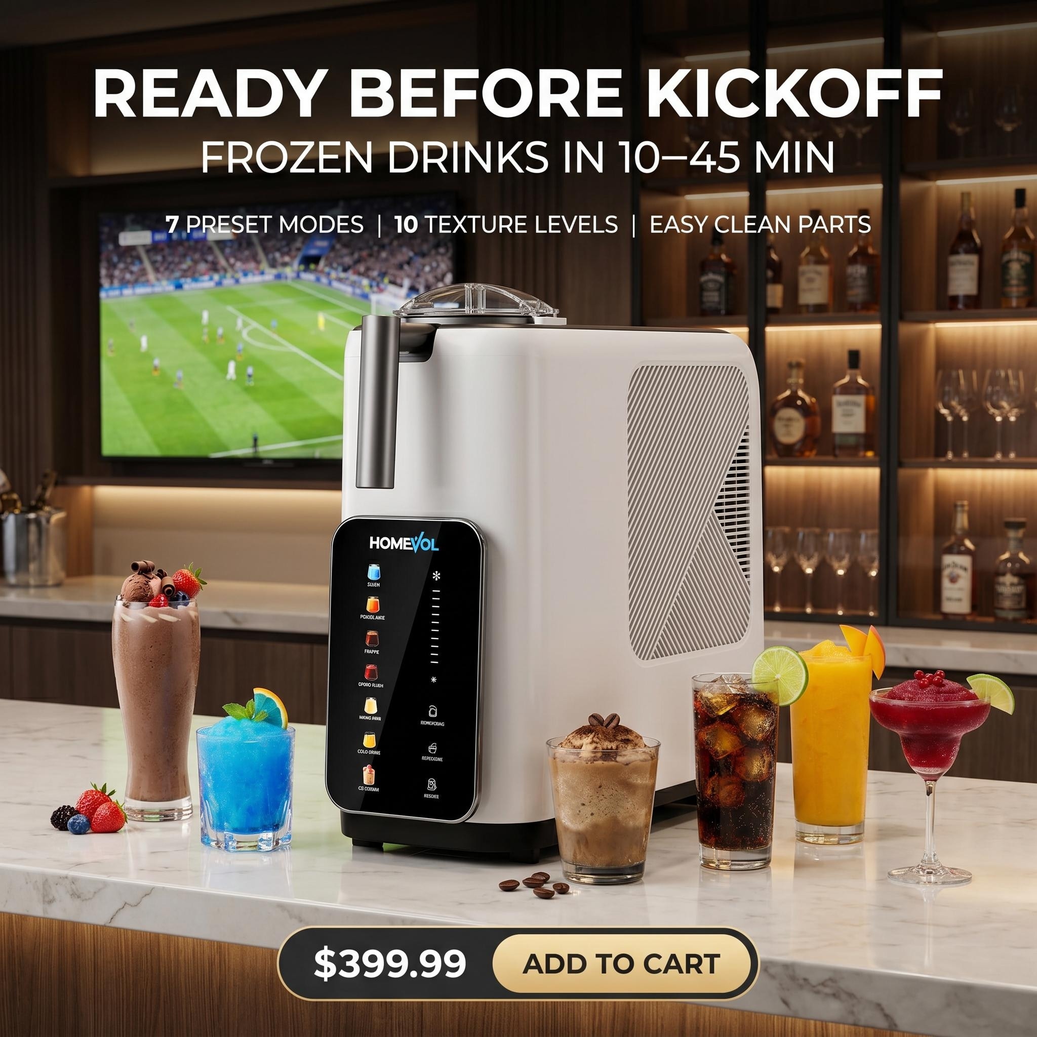 Countertop Slushie and Frozen Drink Maker, 7-in-1 Ice Cream Machine with 10 Texture Settings, 304 Stainless Steel Cup