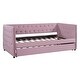 preview thumbnail 30 of 37, Velvet Tufted Daybed with Trundle, Rivet Design, Twin Size