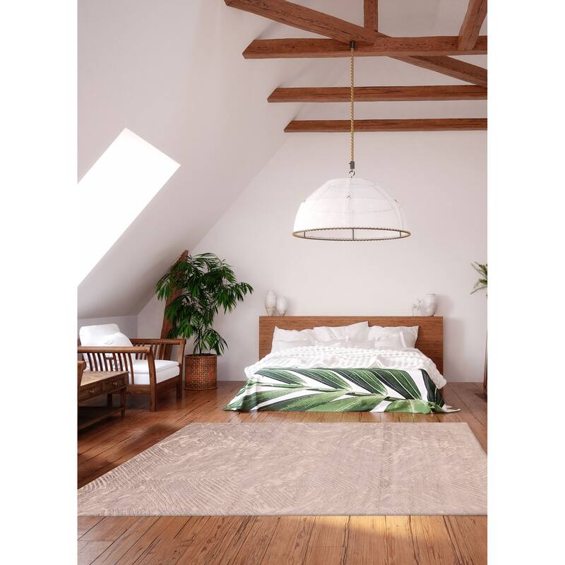 ECARPETGALLERY Hand Loomed Elysian Grey Viscose, Wool Rug - 6'8 x 9'11