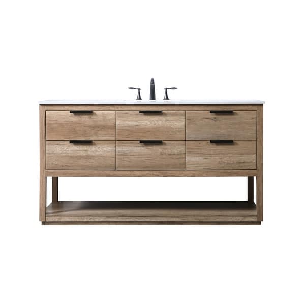 slide 2 of 11, Elegant Lighting VF19260 Larkin 60" Free Standing Single Basin Vanity Natural Oak - Oak Finish