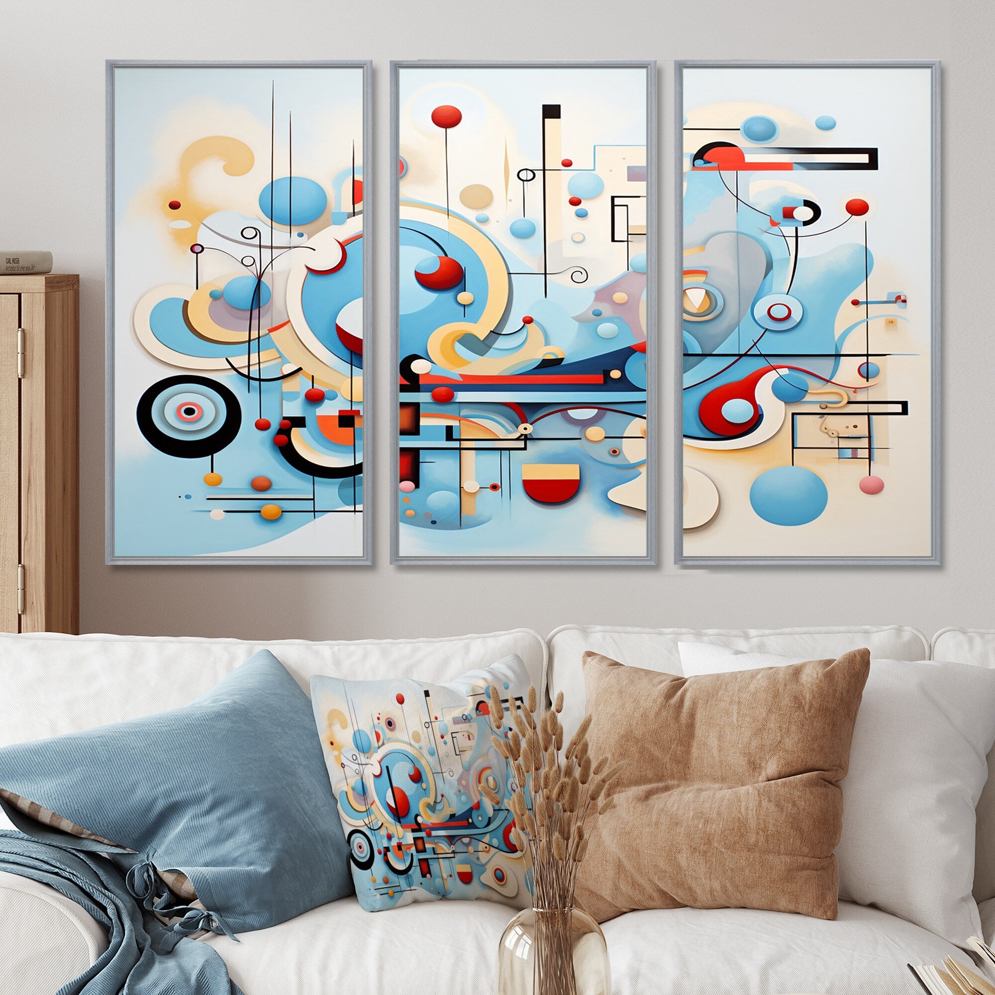 Designart - Mid-century Symphony Blue Jazz I - Abstract Geometric