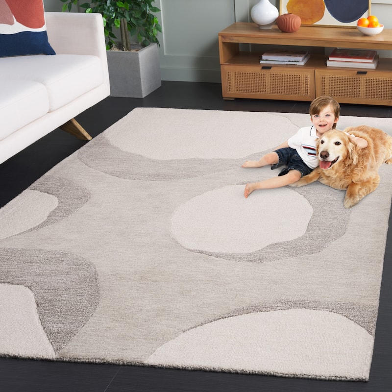 SAFAVIEH Handmade Rodeo Kennedi Mid-Century Modern Wool Rug - 8' x 10' - Ivory/Grey