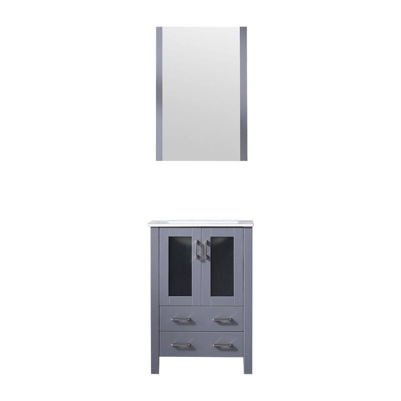 Volez Bath Vanity, White Ceramic Top and Mirror - 24 - Dark Grey