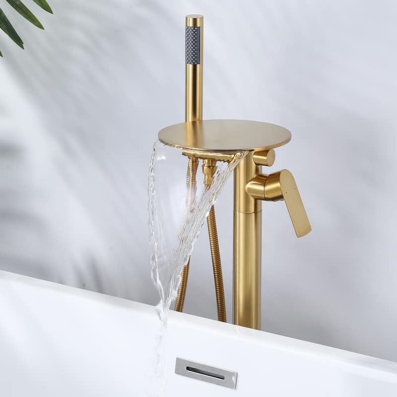 WOWOW Single Handle Floor-Mounted Bathtub Faucet