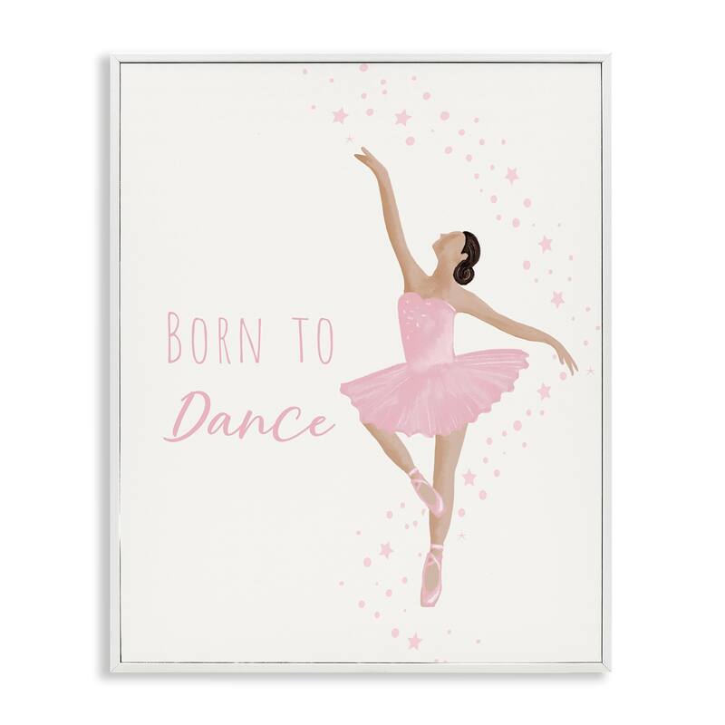 Stupell Born To Dance Ballerina Framed Giclee Art Design By Chen Alyesh - 11 x 14 - White