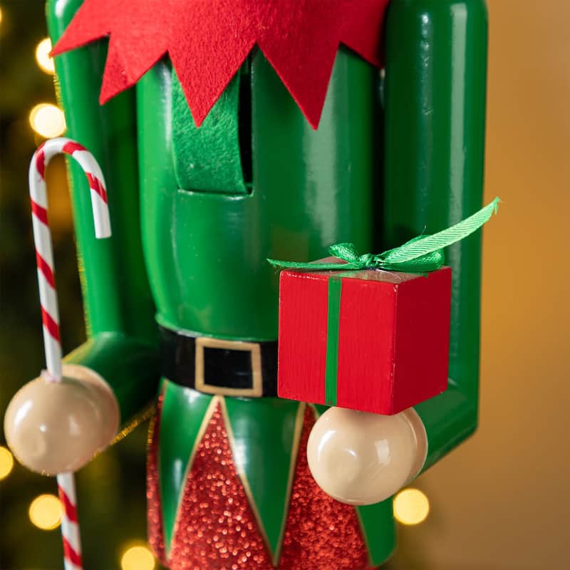 Glitzhome 24"H Wooden Christmas Gingerbread Man or Elf Dog Nutcracker