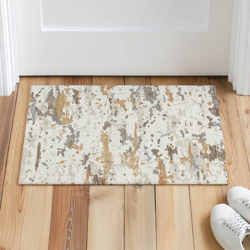 Machine Washable Indoor/ Outdoor Modern Calhan Chantille Rug