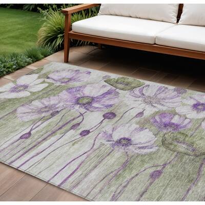 HomeRoots Floral Transitional Rectangle Outdoor Rug
