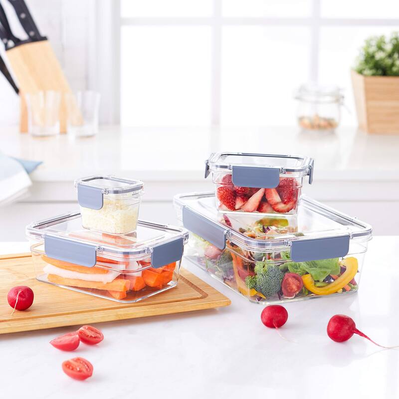Tritan 22 Piece Locking Food Storage Container Set of 11 Containers with Lids, Clear