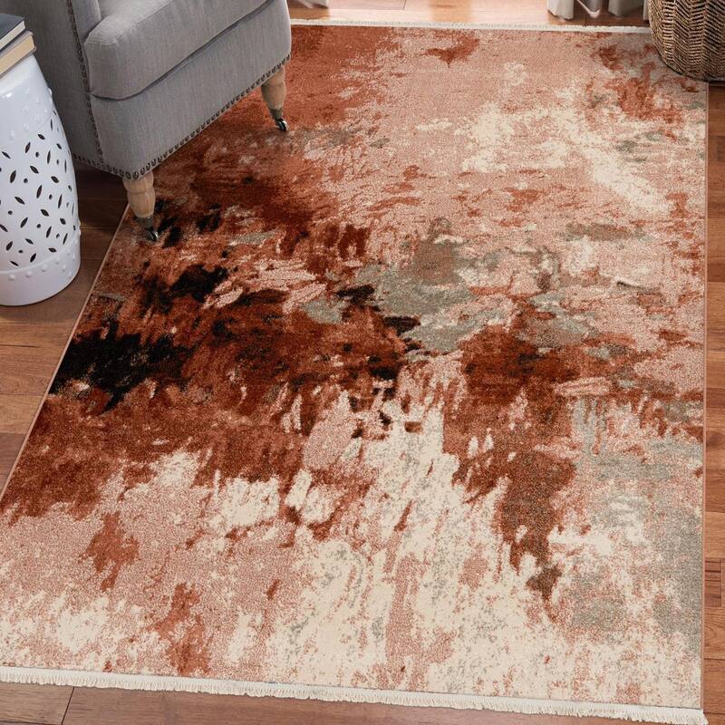 Luxe Weavers Geometric Metallic High and Low Fibers Area Rug - 8x10 - Pink