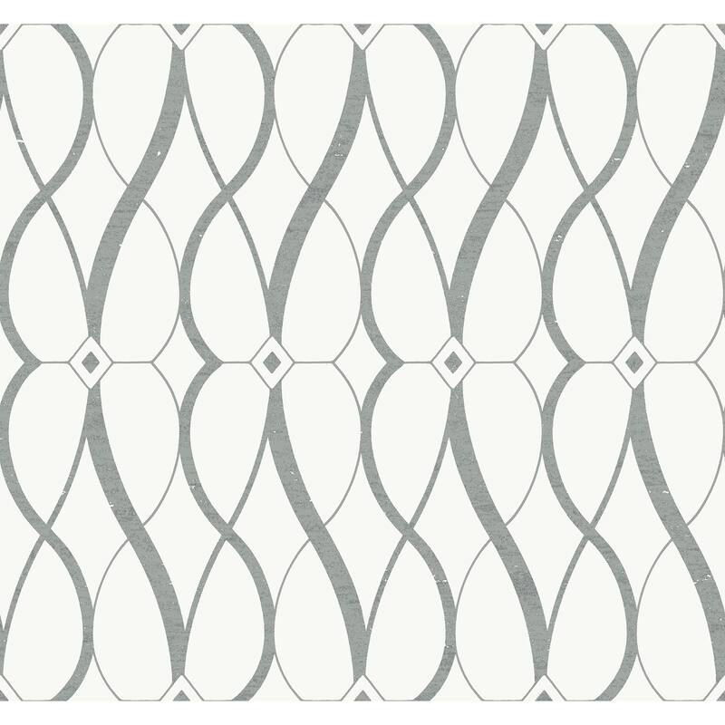 Fontaine, Graceful Geo 26.9' L X 27" W, Wallpaper Roll - White & Silver