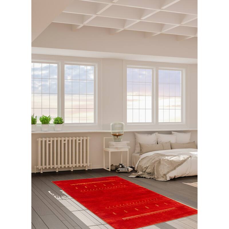 Kashkuli Gabbeh Red Rug 3'10" x 5'10" - 3'10 x 5'10