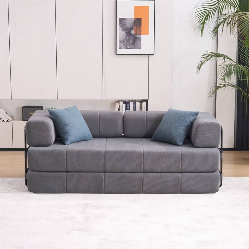 Versatile Convertible Sofa Bed with Plush Pillows for Any Living Space - Grey