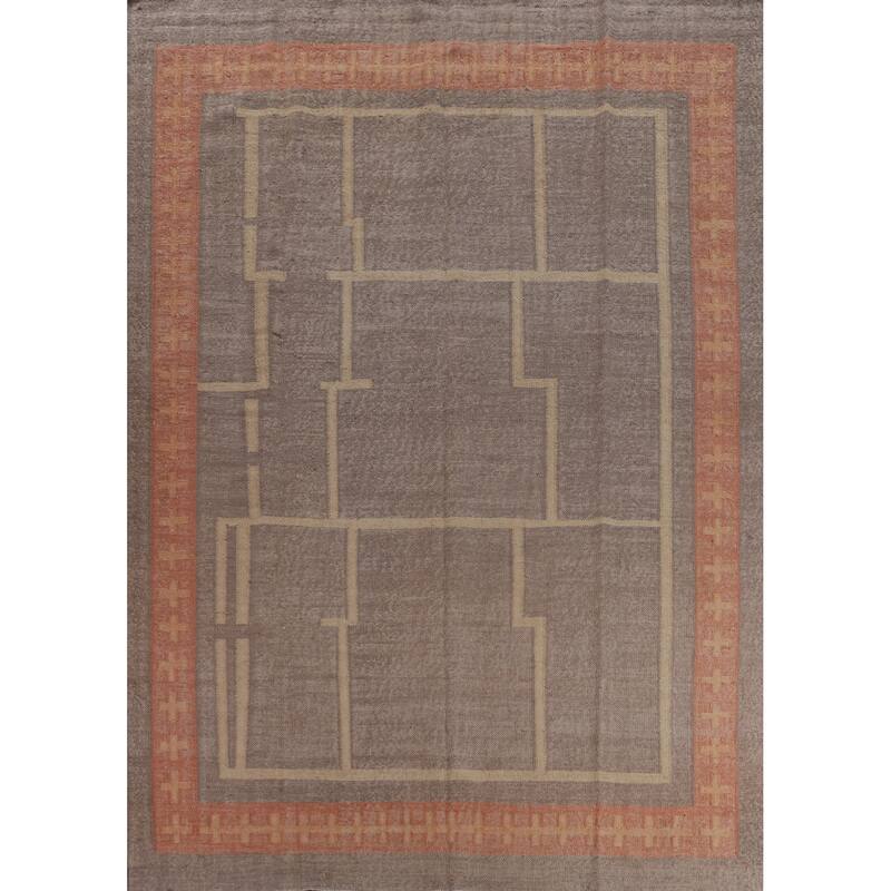 Hand Woven Oriental 100% Jute Carpet Southwestern Modern Brown Kilim Area Rug - 10' 10'' X 9' 6''