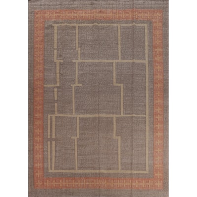 Hand Woven Oriental 100% Jute Carpet Southwestern Modern Brown Kilim Area Rug - 10' 10'' X 9' 6''