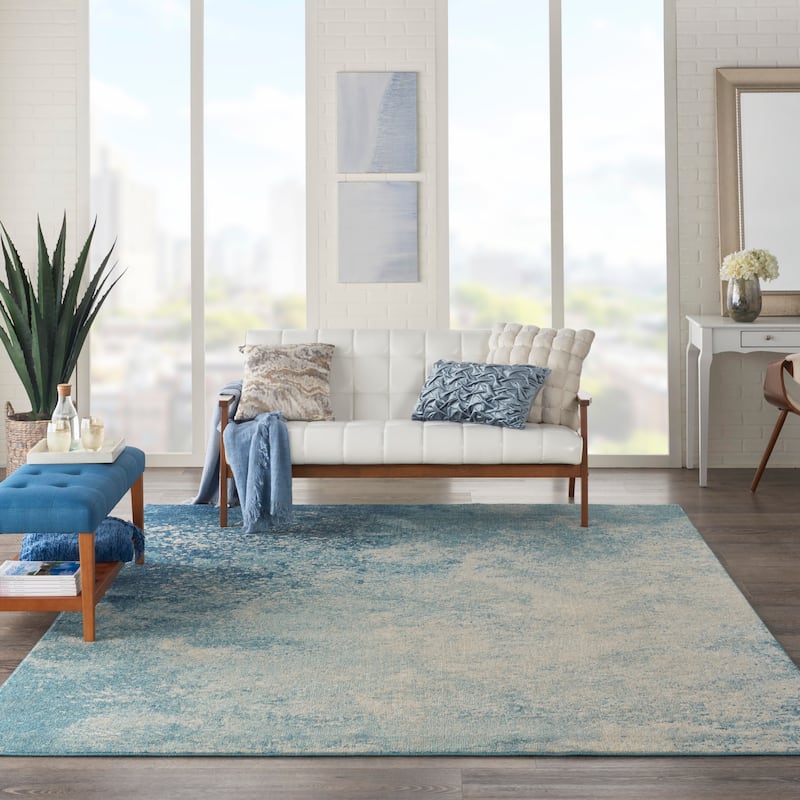 Nourison Passion Colorful Modern Abstract Area Rug - 6'7" x 9'6" - Navy/Blue
