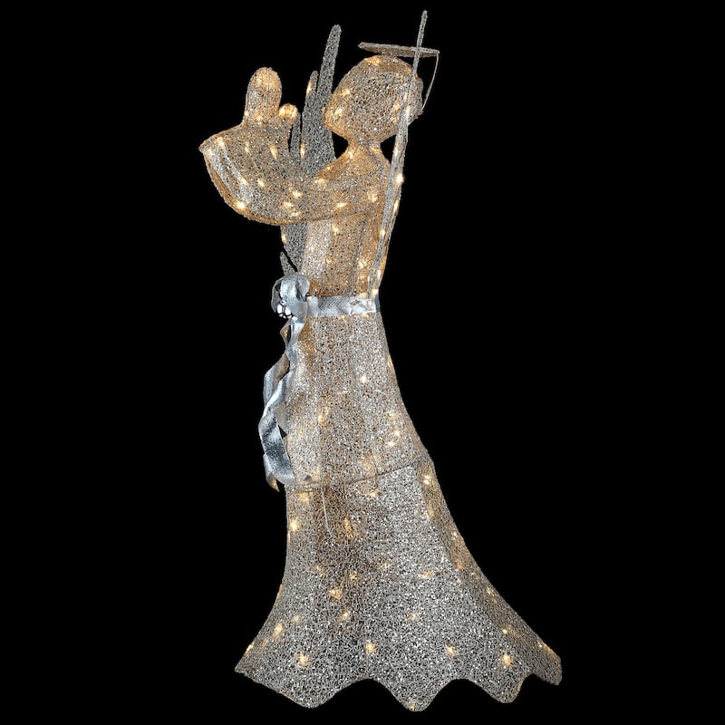 National Tree Company 53 in. Champagne Gold Praying Angel with LED Lights - 53 in