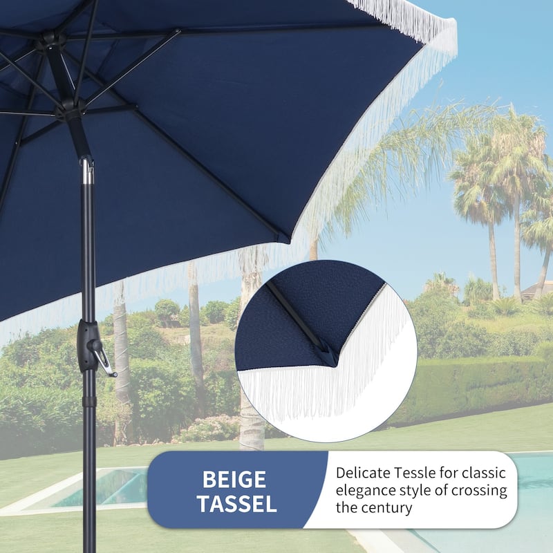 Autlaycil 7.5FT Solar Patio Umbrella with Base and Tilt,Crank