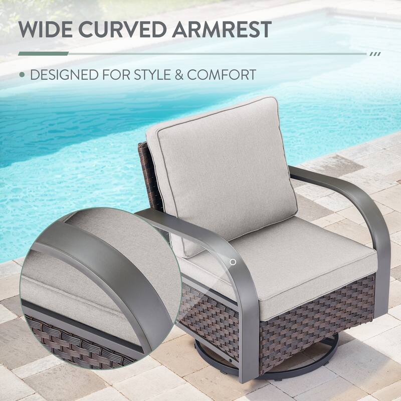Patio Wicker Swivel Chair Funitre Set