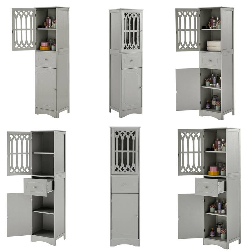 Tall Bathroom Cabinet, Freestanding Storage Cabinet Drawer&Door, Grey
