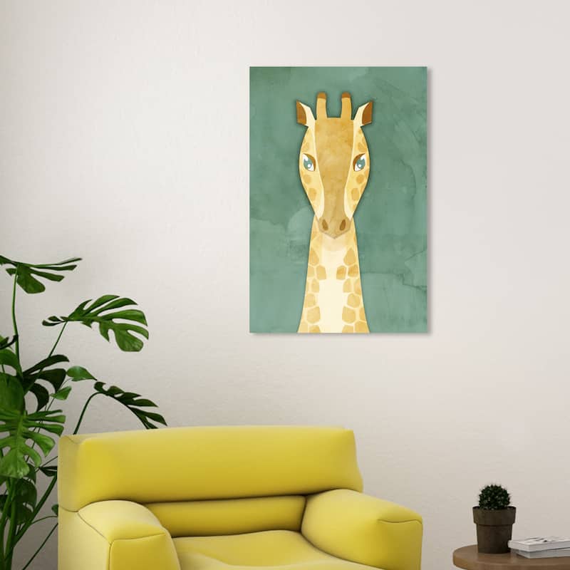 Wynwood Studio Canvas Animals Vibrant Giraffe Green and Emerald Modern & Contemporary Wall Art Canvas Print - 20 x 30