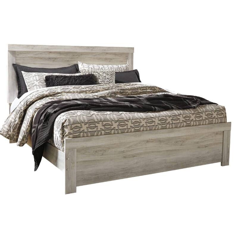Simon Queen Panel Bed, Bordered Headboard and Footboard, Whitewash Wood