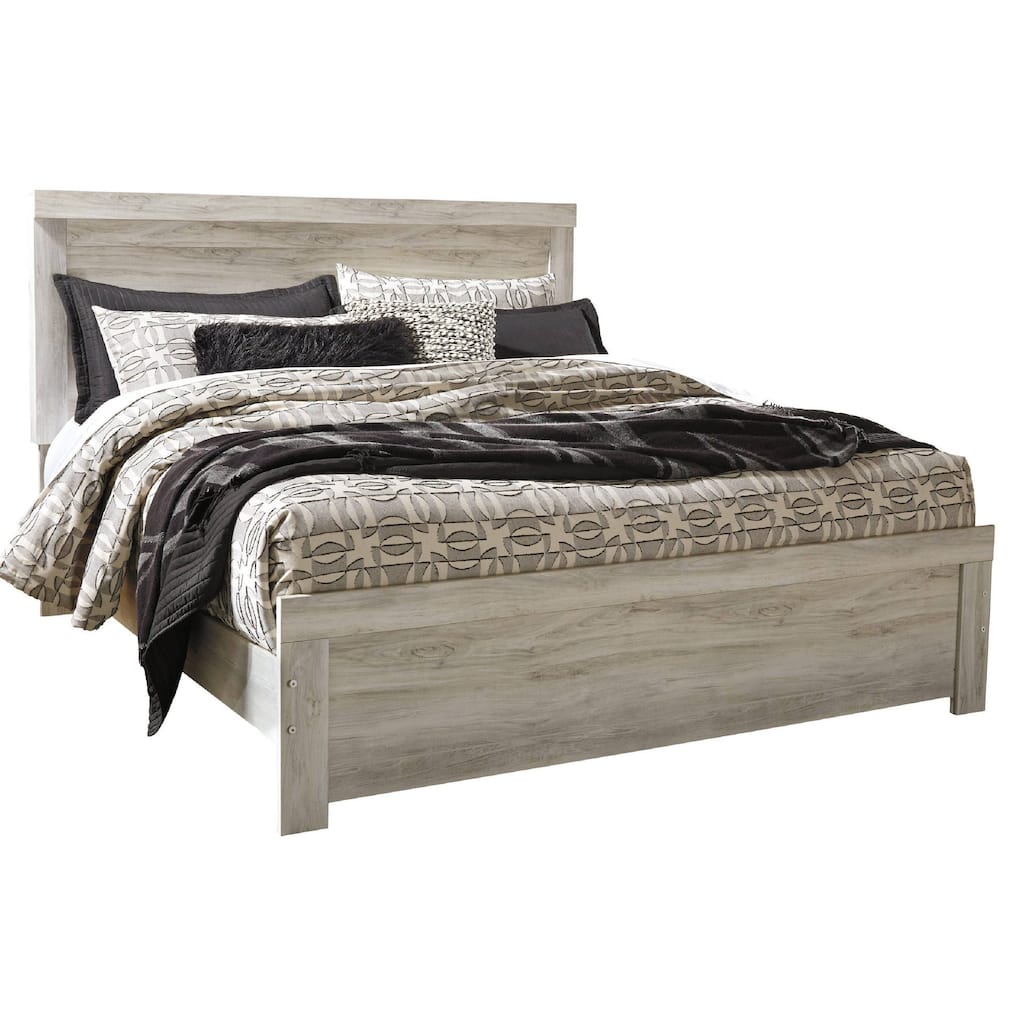 Simon Queen Panel Bed, Bordered Headboard and Footboard, Whitewash Wood