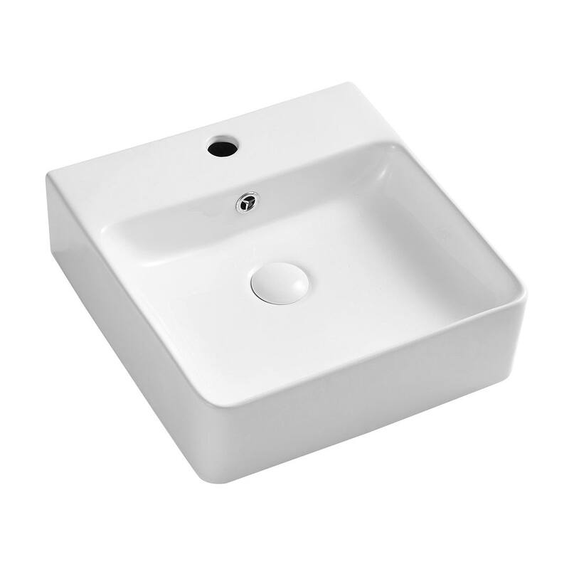 Eridanus 15" Square Wall-Mounted Vessel Bathroom Sink with Overflow