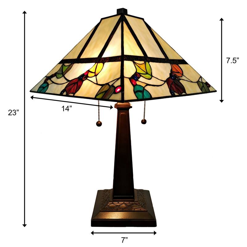 Tiffany Style Berries/Leaves Mission Table Lamp 22" Tall Amora Lighting