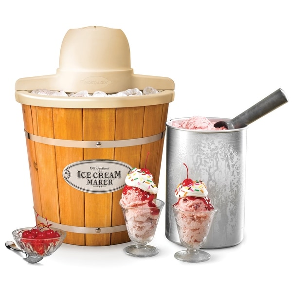 Nostalgia WICM4L 4 Quart Electric Wood Bucket Ice Cream Maker