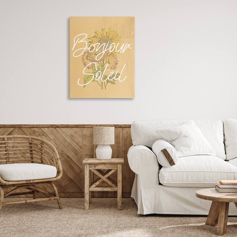Stupell Hello Sunshine French Phrase Canvas Wall Art Design By Lil' Rue
