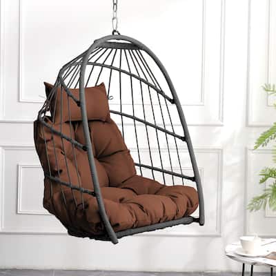 Anmytek PE Rattan Outdoor Garden Egg Swing Hanging Chair