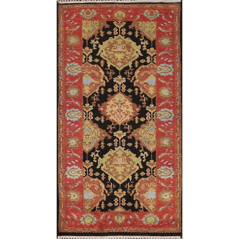 Black Kazak Indian Area Rug Hand-knotted Wool Carpet - 2'7"x 6'0"