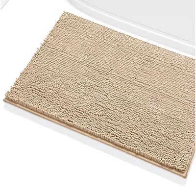 27"x47" - Beige Soft Cozy Plush Chenille Bath Mat Bathroom Rug